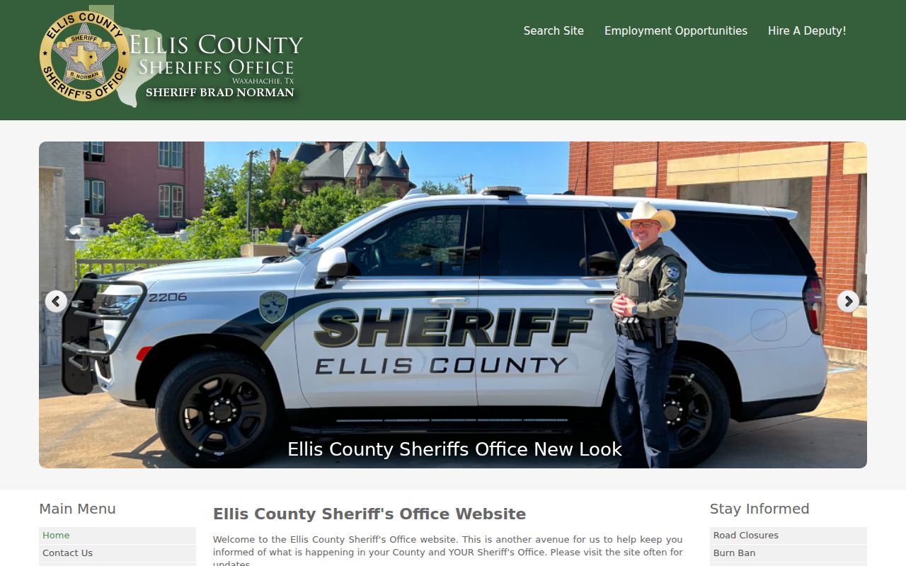 Ellis County arrest records on the Sheriff Office website