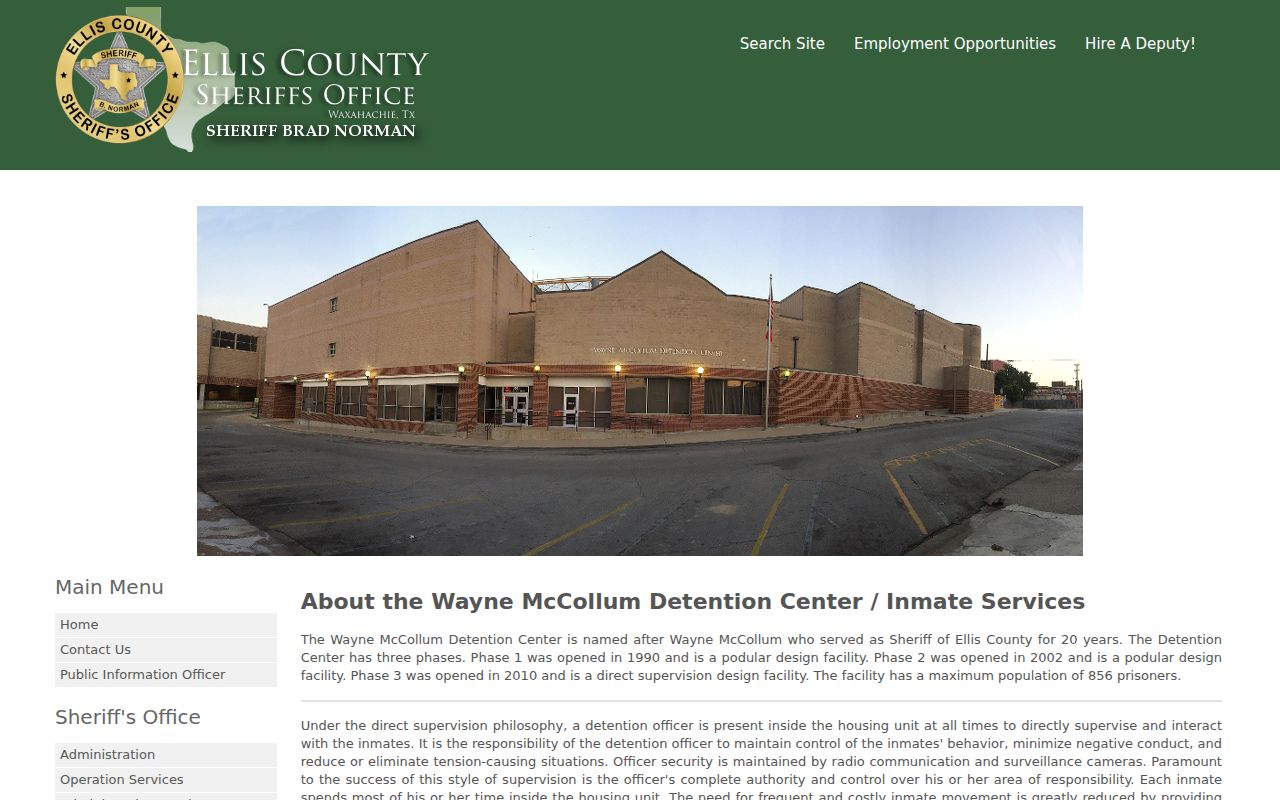 Wayne McCollum Detention Center Ellis County booking information