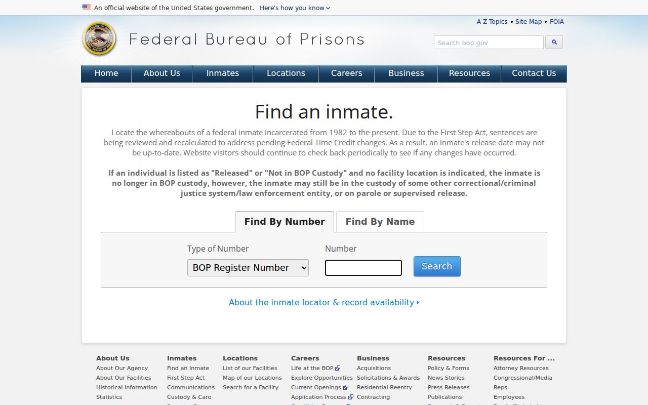 Federal inmate locator used alongside Ellis County criminal custody records