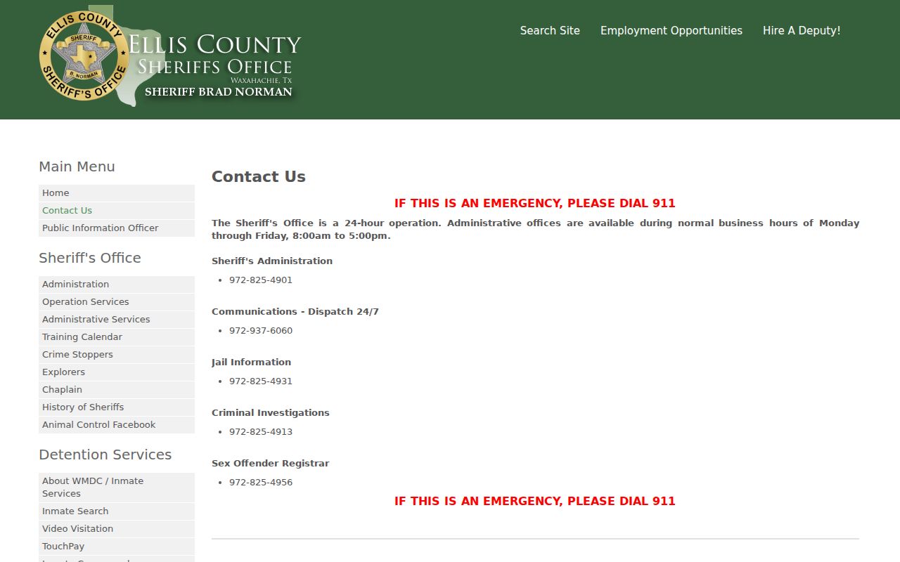 Ellis County sex offender registry contact information