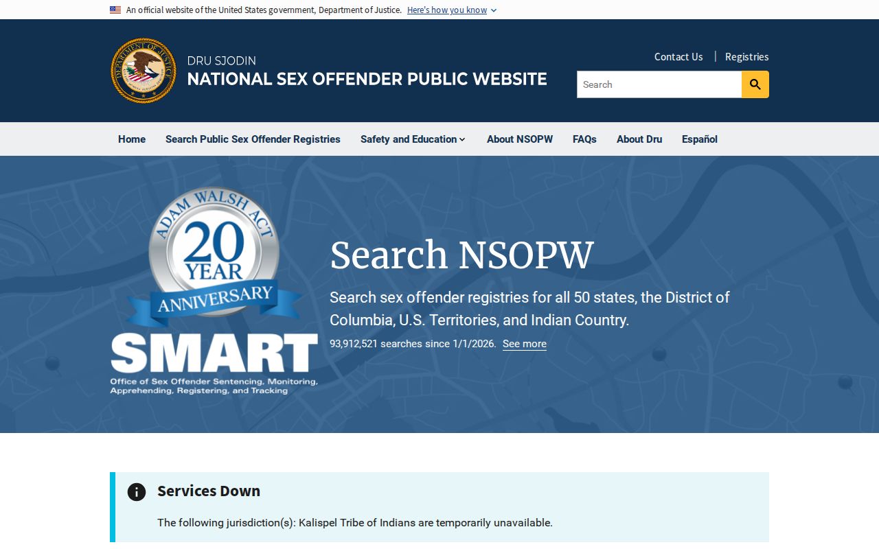 National search layer for an Ellis County sex offender lookup