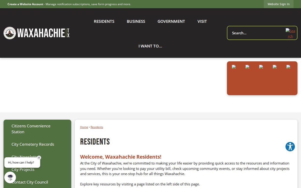 Waxahachie Ellis County criminal records and city service links